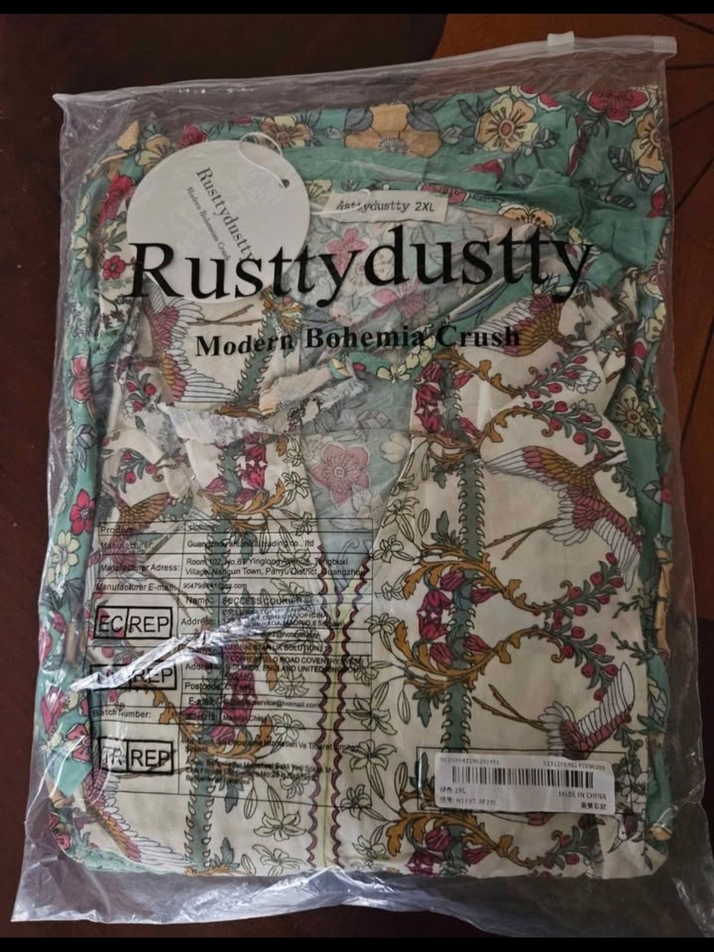Bohemian Floral Flutter Sleeve Dress in Green - Rusttydustty 2XL
